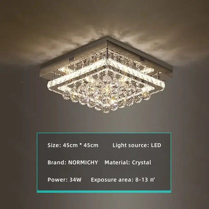 Square-shaped decorbites crystal led chandelier with sleek silver chrome frame and energy-efficient led lighting for dining room