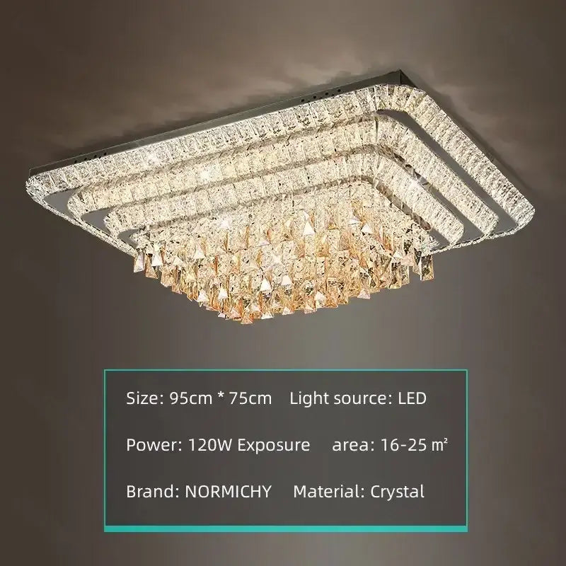 A decorbites crystal led chandelier in silver chrome featuring a rectangular tiered crystal design for dining rooms
