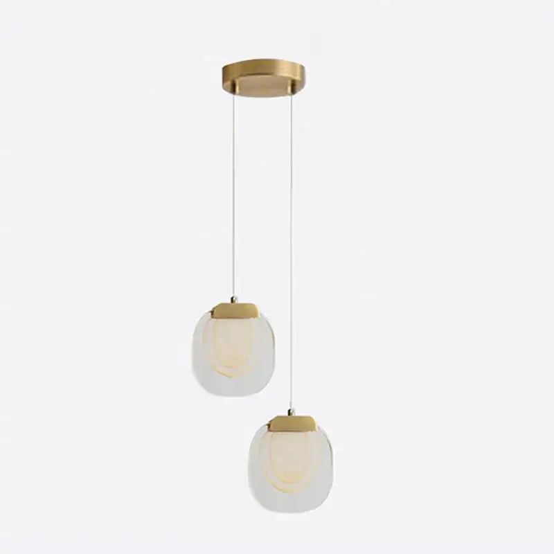 Modern pendant light with two frosted glass globes and brass accents by decorbites crystal led for warm yellow kitchen lighting