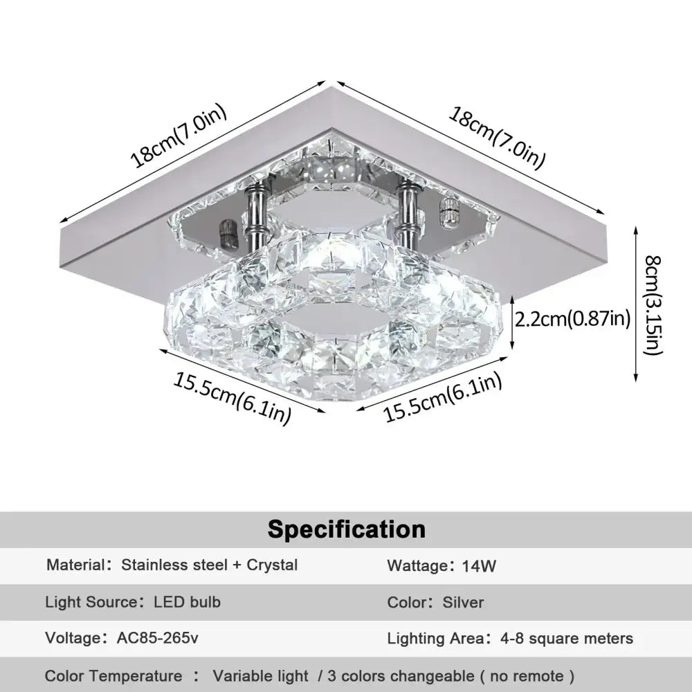 Silver square ceiling lamp with crystal led square chandelier design made of stainless steel for living room decorbites crystal led
