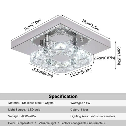 Silver square ceiling lamp with crystal led square chandelier design made of stainless steel for living room decorbites crystal led