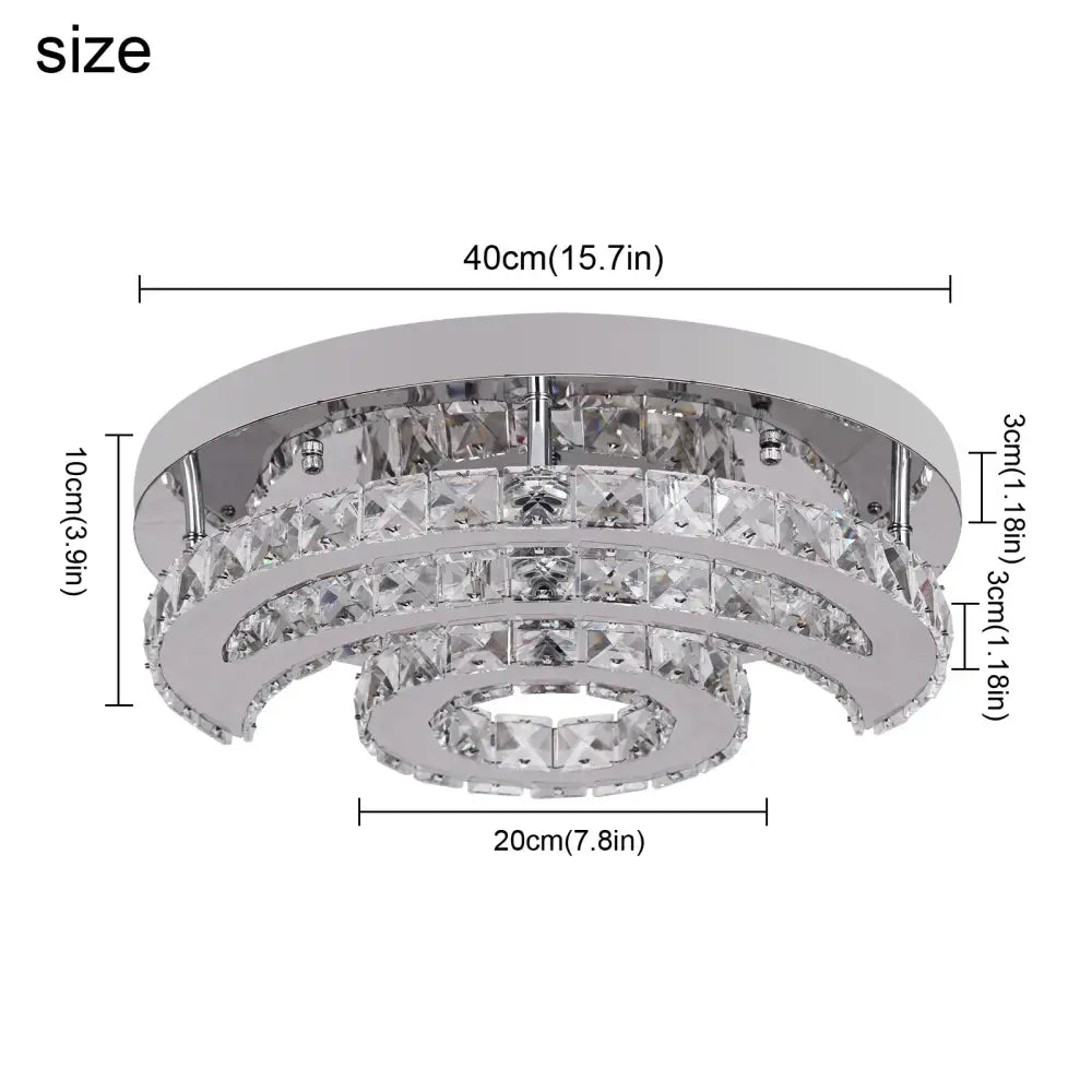 Modern chrome finished decorbites crystal led sun moon spiral chandelier with three concentric rings of faceted crystals