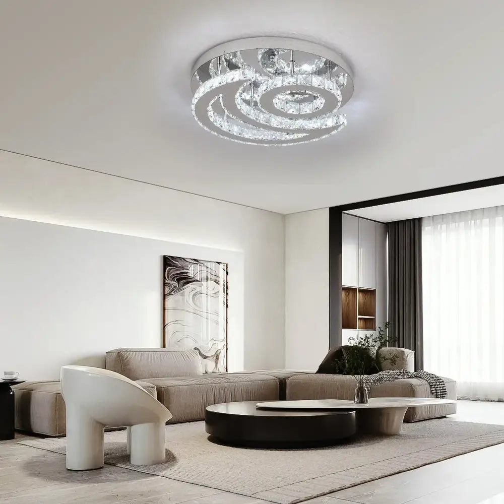Modern chrome decorbites crystal led sun moon spiral chandelier with embedded crystal accents for dining room lighting