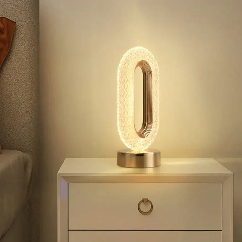 Decorbites crystal led table lamp gold oval light with crystal mesh design and warm glow for bedroom decorbites crystal led table