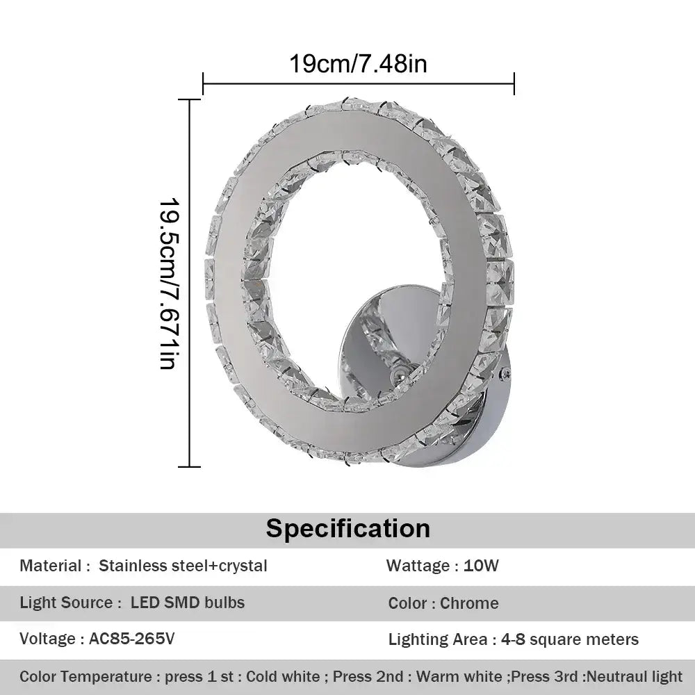 Modern heart crystal led wall sconce in chrome finish with faceted crystal accents for bedroom decorbites crystal led wall decor