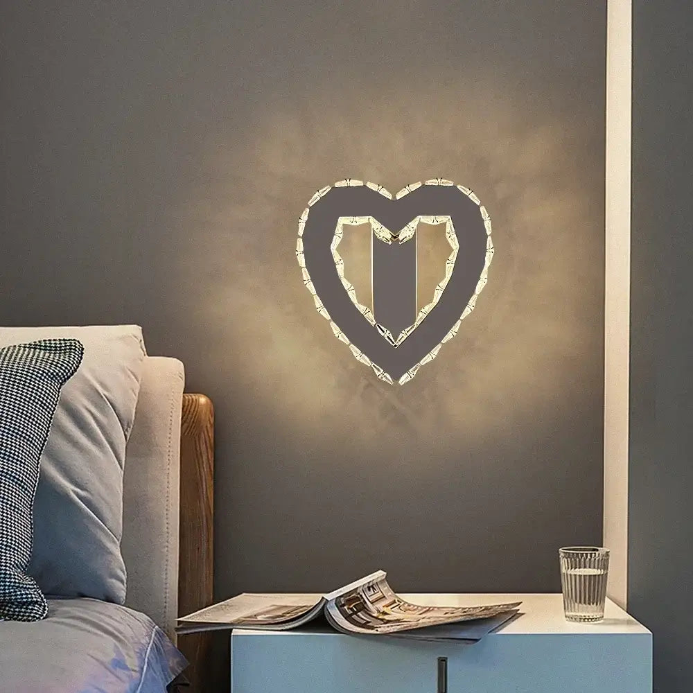 Modern heart crystal led wall sconce with warm embedded led lights for bedroom decorbites crystal led decorbites crystal led wall