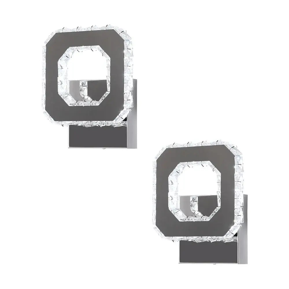 Modern heart crystal led wall sconce in black and chrome with crystal accents for bedroom decorbites crystal led lighting