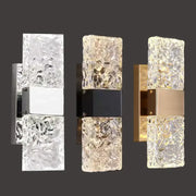 Modern textured glass led wall sconces in chrome black and gold finishes for bedroom lighting decor