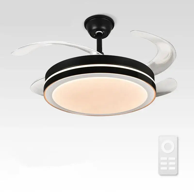 Modern black and white ceiling fan with integrated led lighting as a light ceiling fan for bedroom use