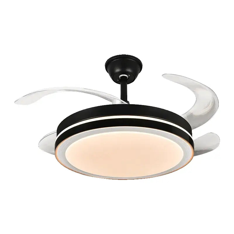 Modern black and white ceiling fan with integrated led lighting in a bedroom light ceiling fan design