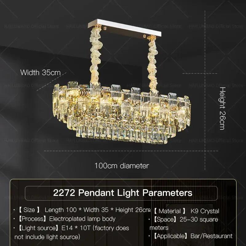 Luxury golden decorbites crystal light chandelier featuring cascading k9 crystal elements in an electroplated frame