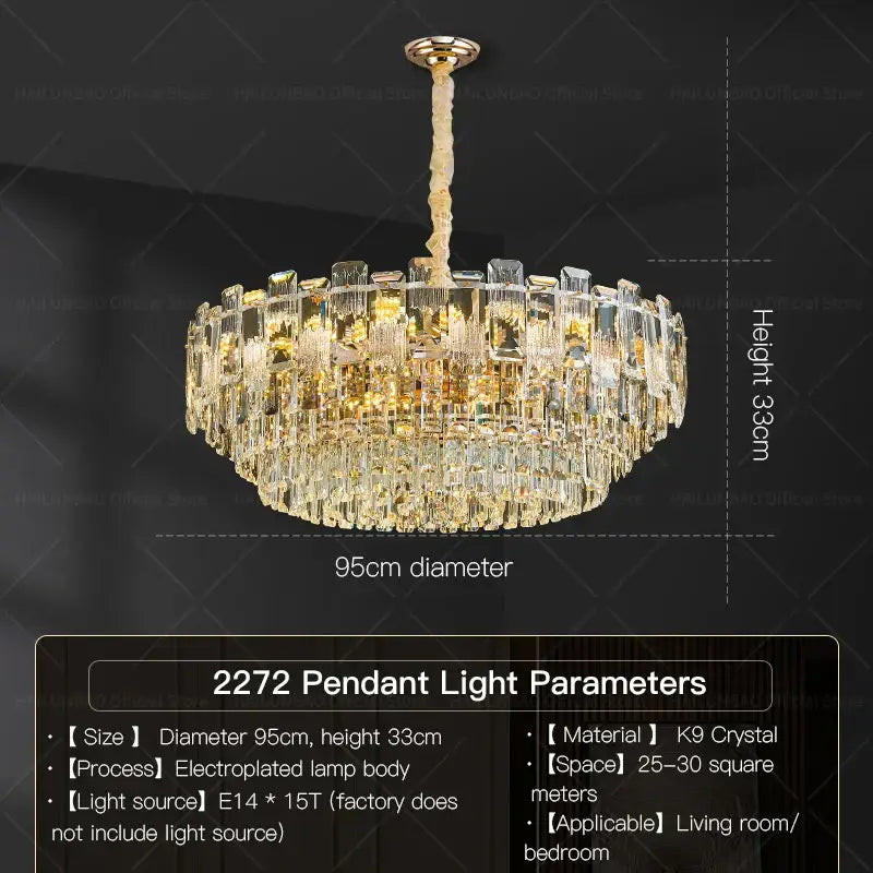 Luxury golden decorbites crystal light chandelier with k9 crystal and electroplated brass for living room lighting