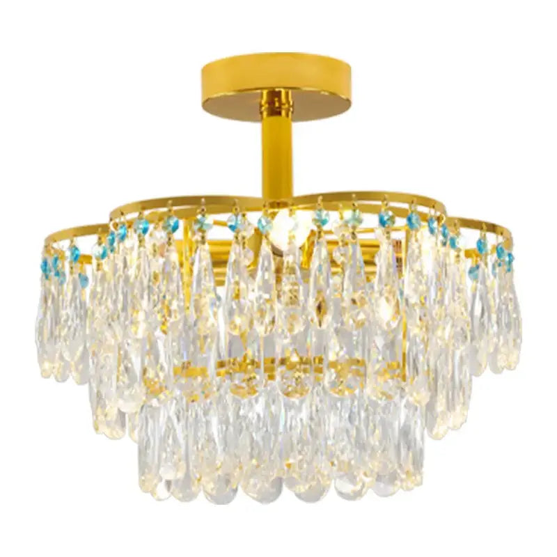 Luxury gold and turquoise crystal light chandelier with cascading clear crystal teardrops for dining room decorbites crystal light