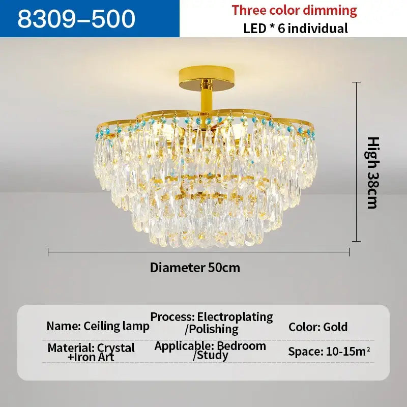 Luxury gold and turquoise crystal light chandelier with electroplated ceiling lamp and blue accent beads for dining room decorbites crystal light