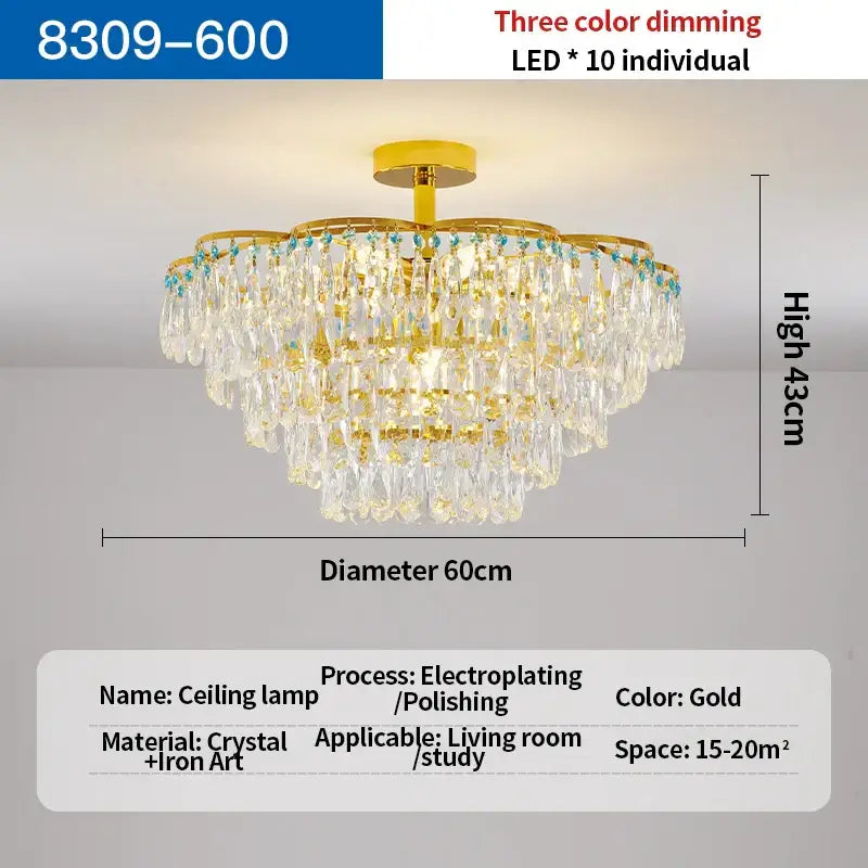 Luxury gold and turquoise crystal light chandelier with gold electroplated tiers and 10 led lights for dining room decorbites crystal light