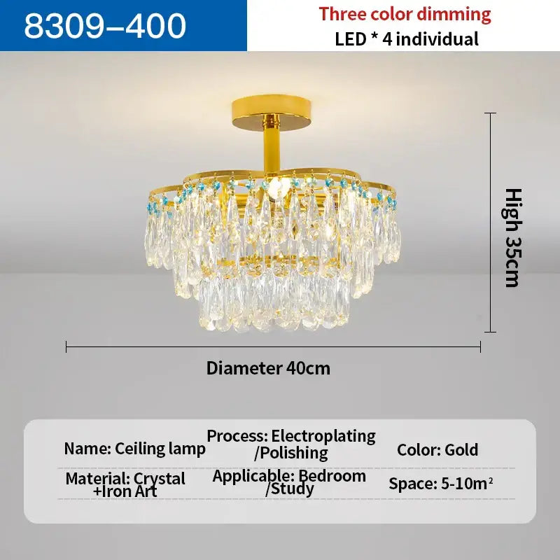 Luxury gold and turquoise decorbites crystal light chandelier with cascading crystal droplets and four led lights for dining room decor