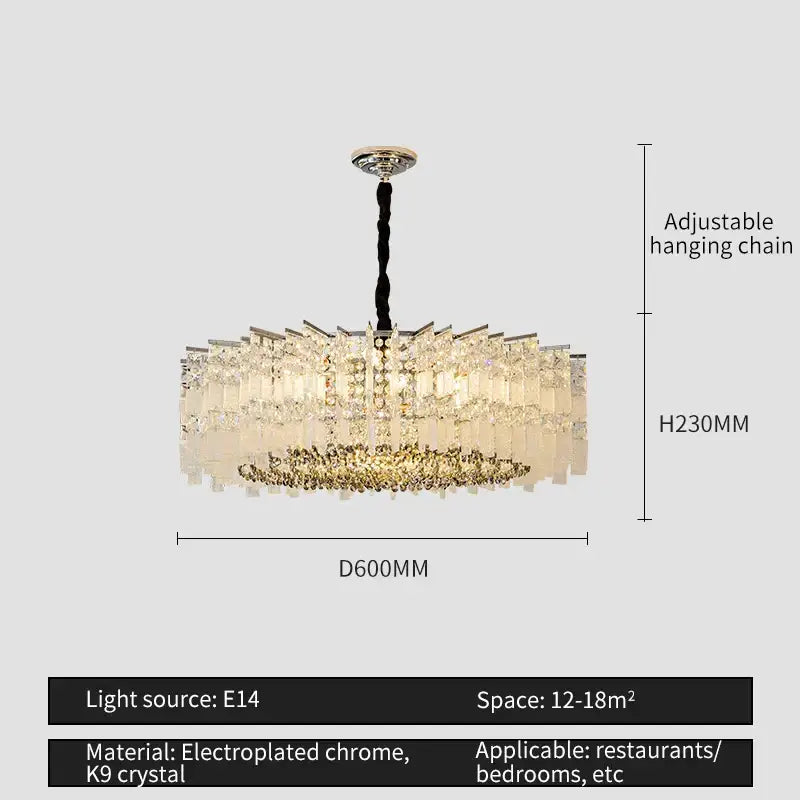 Modern rectangular chrome crystal light dining room chandelier with tiered design and cascading k9 crystal prisms decorbites crystal light