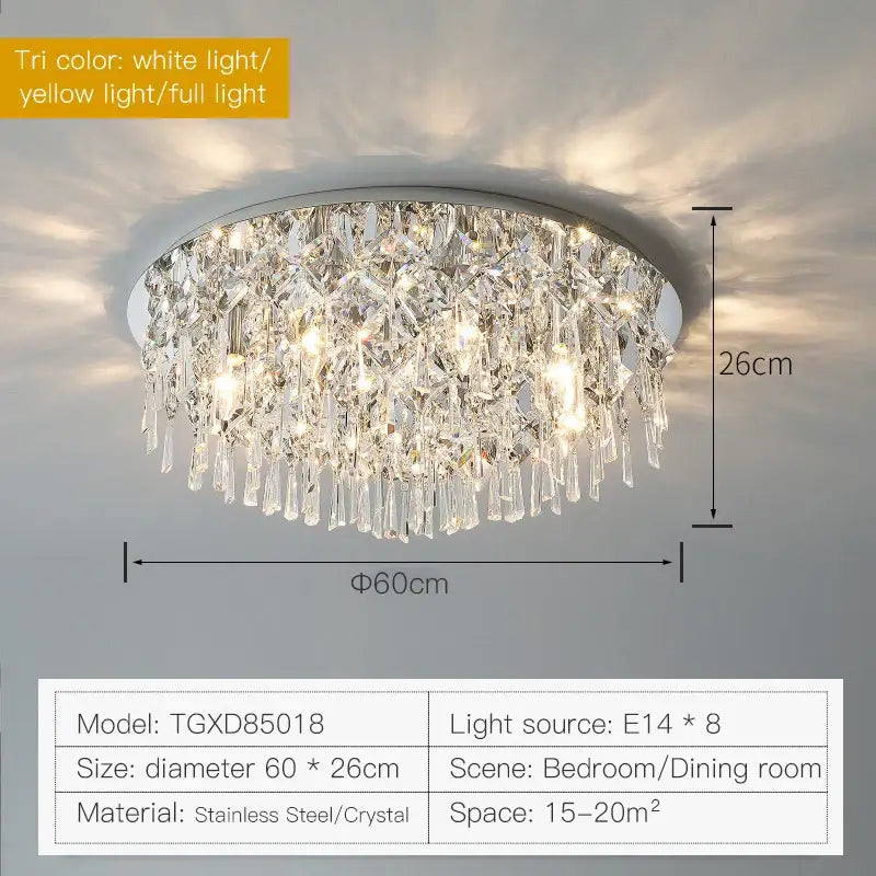 Modern black decorbites crystal light ceiling light with stainless steel frame and cascading clear crystals
