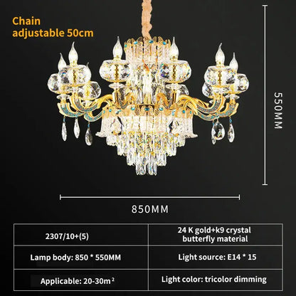DecorBites™ Crystal Living Room Chandelier: Elegant Lighting for Home, Hotel, Club