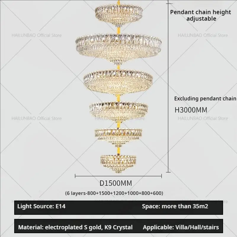 Modern gold multi tiered crystal living room chandelier with electroplated gold accents and k9 crystals decorbites crystal living