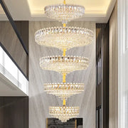 Modern gold multi tiered crystal living room chandelier with clear faceted crystals for decorbites crystal living decor