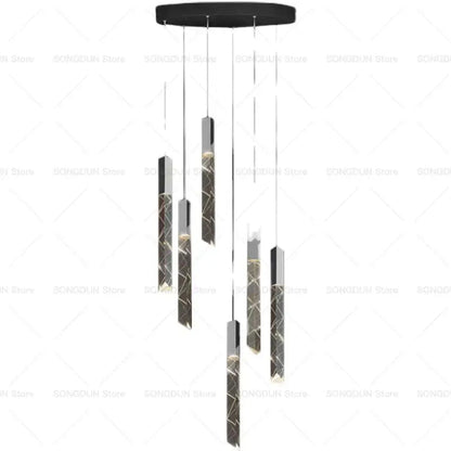 DecorBites™ Crystal Loft Chandelier for Duplex Living Room & Stairwell, Long Hanging Lighting