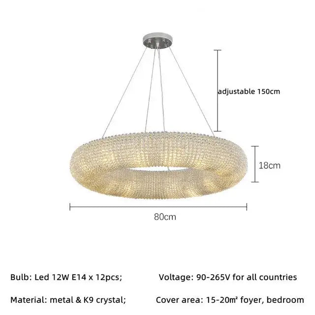 A modern luxury crystal loft chandelier with a metallic frame and intricate k9 crystal decorbites crystal loft design