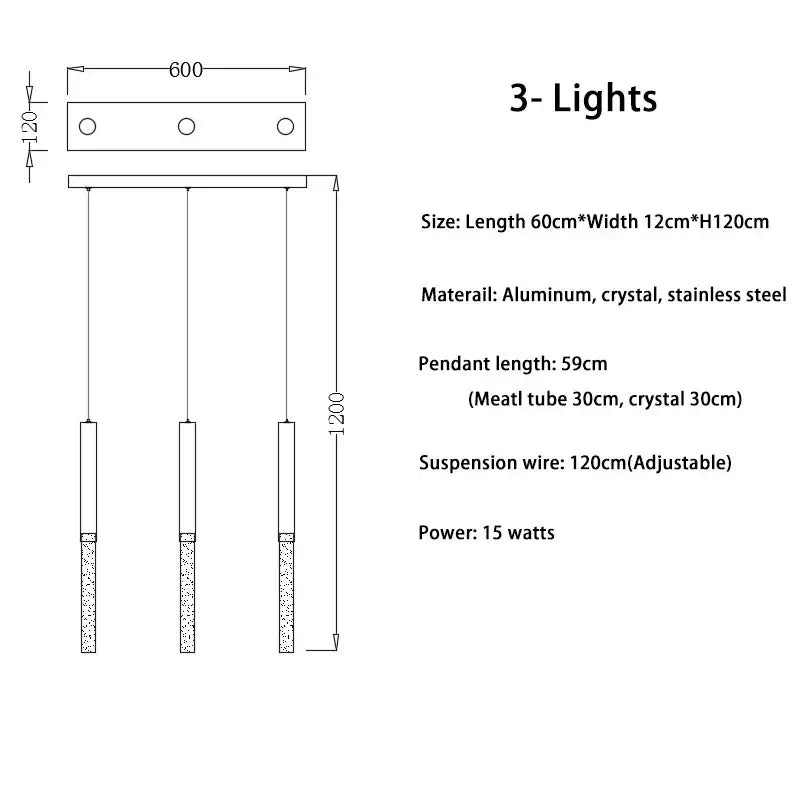 Modern minimalist three-light decorbites crystal loft chandelier with sleek aluminum frame crystal accents and stainless steel components