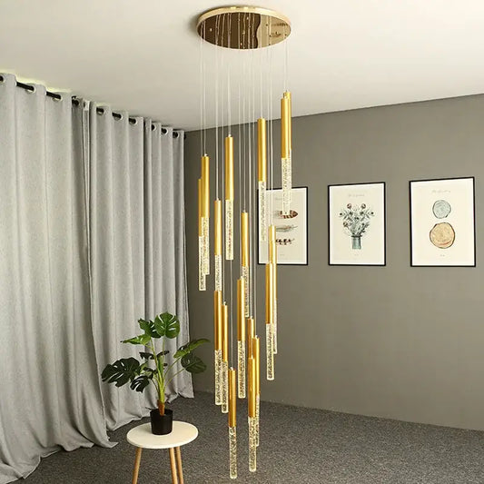 Decorbites crystal loft gold and clear crystal chandelier with circular ceiling mount for living room lighting