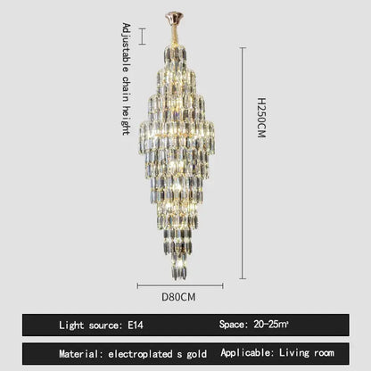 Decorbites™ Lámpara colgante Crystal Loft: Candelabro de escalera de caracol elegante