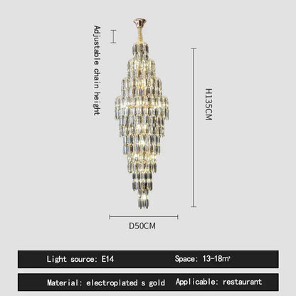 Decorbites™ Lámpara colgante Crystal Loft: Candelabro de escalera de caracol elegante