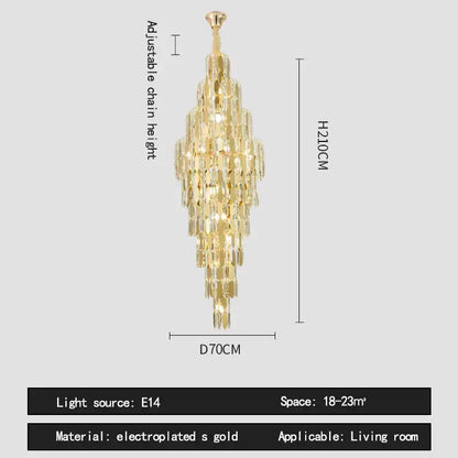 Decorbites™ Lámpara colgante Crystal Loft: Candelabro de escalera de caracol elegante