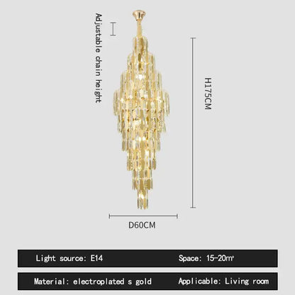 Decorbites™ Lámpara colgante Crystal Loft: Candelabro de escalera de caracol elegante