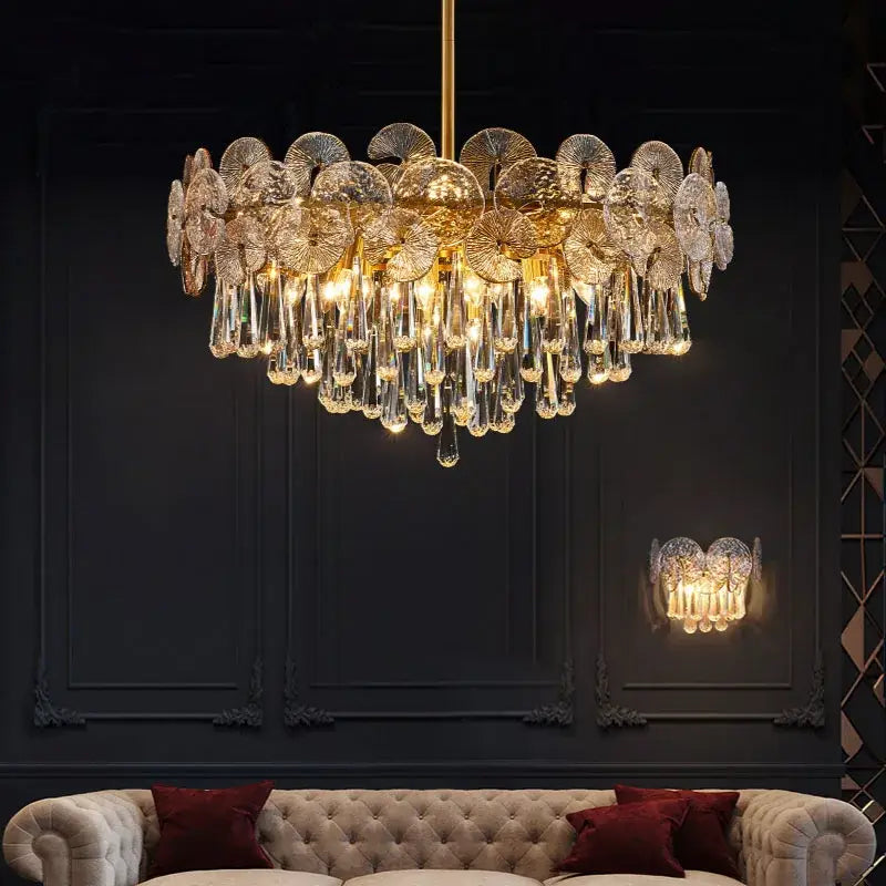 DecorBites™ Crystal Lotus Chandelier: Nordic Luxury for Home Decor, Restaurant, Hotel & Bedroom