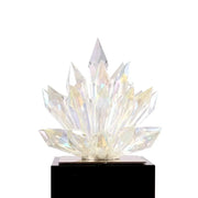 A translucent faceted crystal lotus tabletop decoration with a sparkling cluster and pointed apex for living room decorbites crystal lotus
