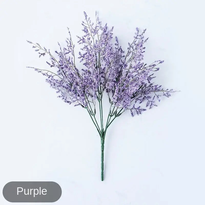Mint green ceramic vase with delicate purple artificial flower and slender lemon grass branch for living room decor crystal lover lemon
