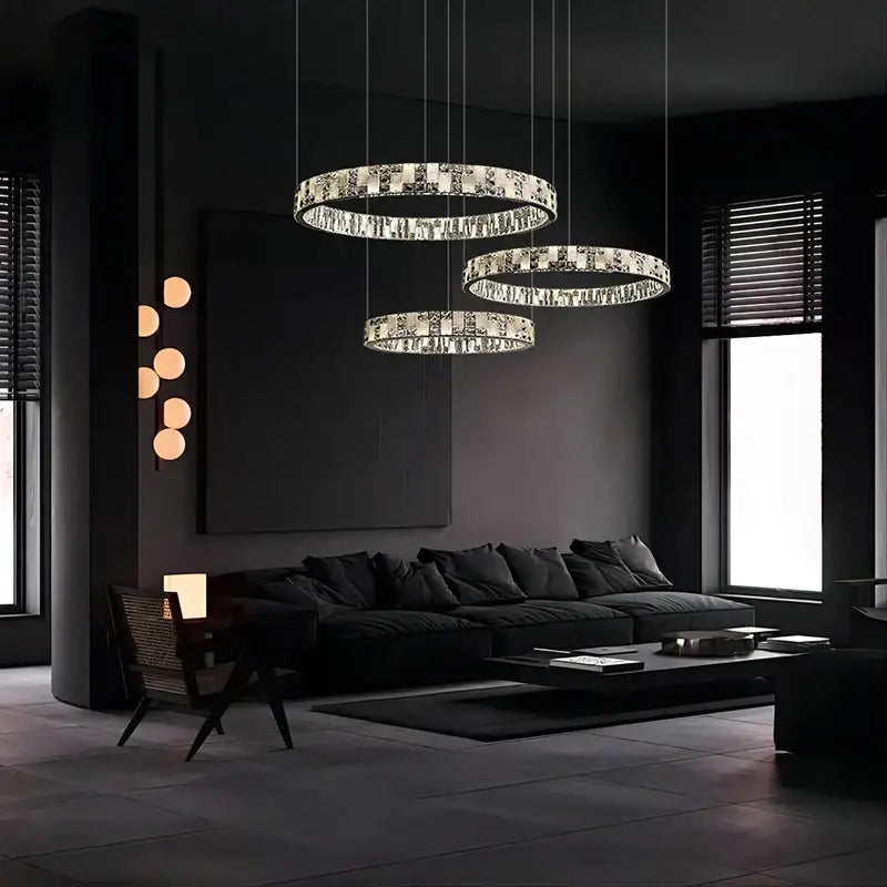 Three tiered crystal encrusted modern decorbites crystal lustre circle chandelier pendant light for dining room decor