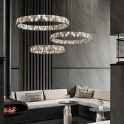 Modern crystal lustre three tiered circular chandeliers feature a sleek design for dining room decorbites crystal lustre