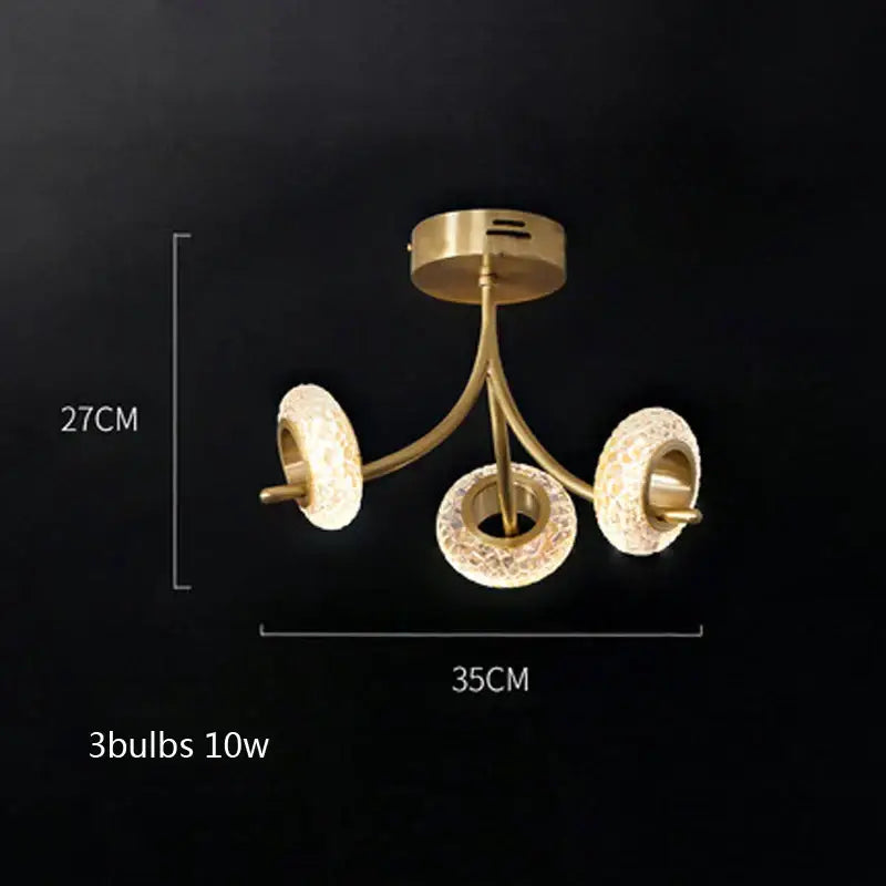 Modern gold crystal lustre led chandelier with three textured glass shades for dining room decorbites crystal lustre