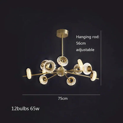 DecorBites™ Crystal Lustre LED Chandelier for Home Decor - Luxury Round Ceiling Lamp