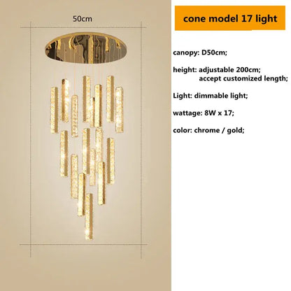 Decorbites™ Kristall-Lüster-Hängeleuchten mit dimmbarem LED, verstellbarem Kabel – Goldchrom-Stahl