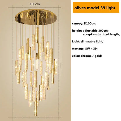 Decorbites™ Kristall-Lüster-Hängeleuchten mit dimmbarem LED, verstellbarem Kabel – Goldchrom-Stahl