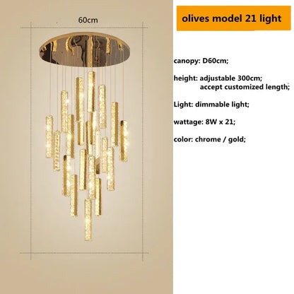 Decorbites™ Kristall-Lüster-Hängeleuchten mit dimmbarem LED, verstellbarem Kabel – Goldchrom-Stahl