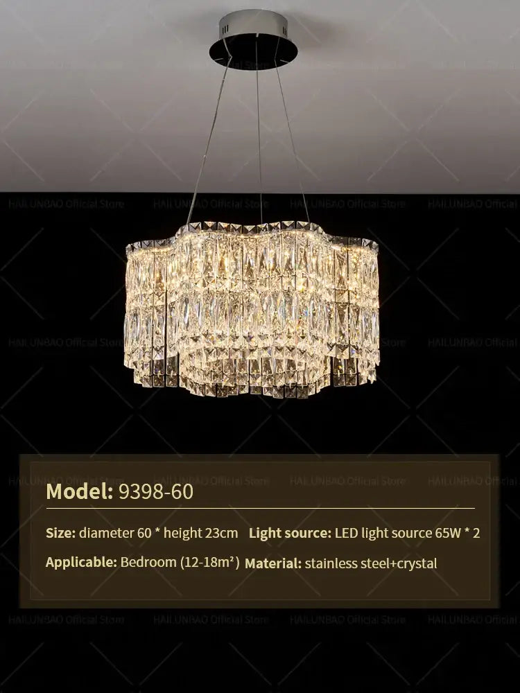 Elegant decorbites crystal luxe multi-tiered gold chandelier with clear faceted crystals and stainless steel frame for living room lighting