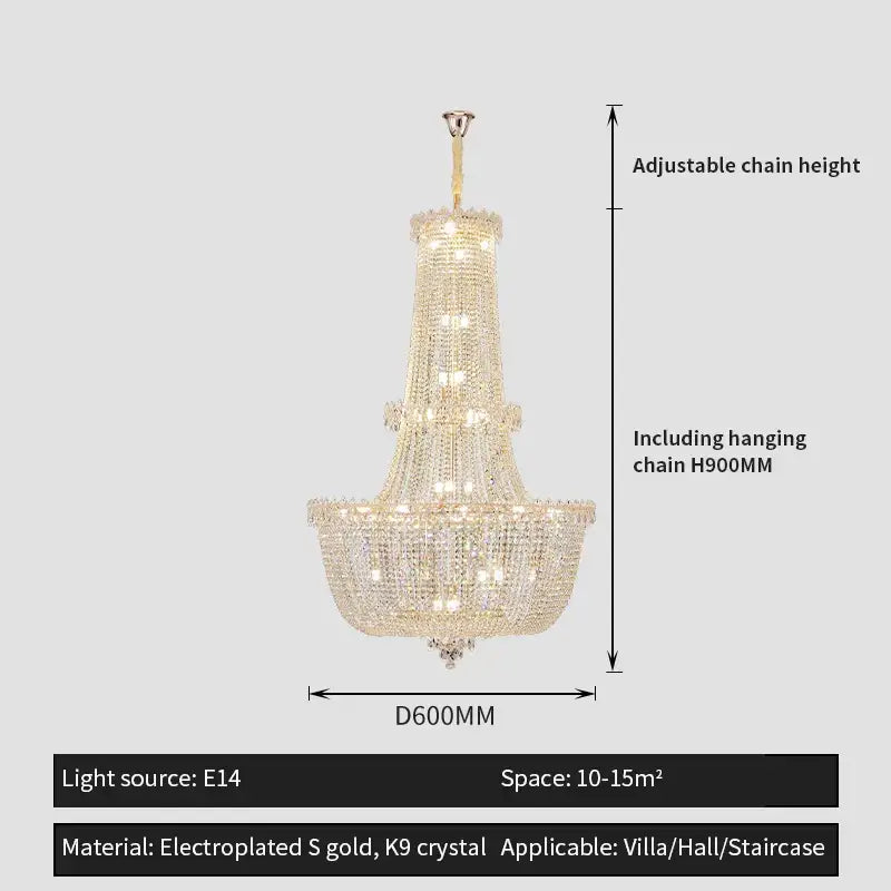A modern european crystal luxe chandelier with gold electroplated frame and k9 crystal elements for living room decorbites crystal luxe