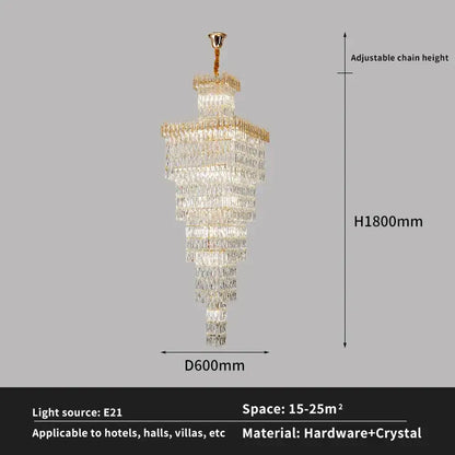 DecorBites™ Crystal Luxe Living Room Chandelier - Modern & Elegant Hall Staircase Lighting