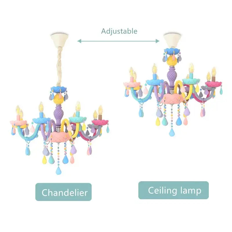 Pastel rainbow crystal luxury candle chandelier with adjustable arms and teardrop crystals for elegant decorbites crystal luxury decor