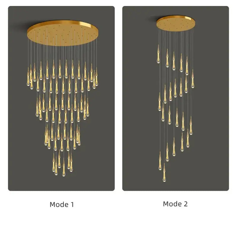 Modern gold crystal luxury ceiling chandelier with cascading teardrop crystal pendants for decorbites crystal luxury lighting