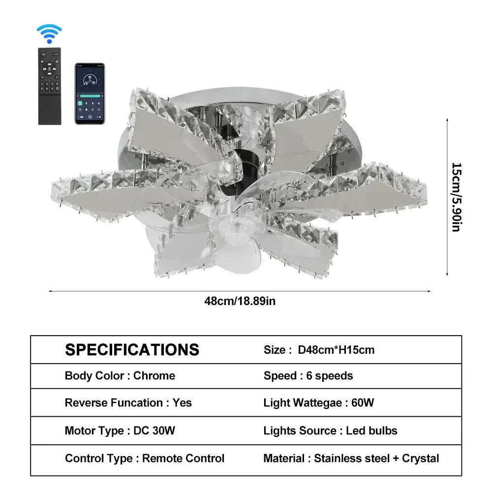 Chrome finished ceiling fan with crystal luxury accents and led lighting for elegant decorbites crystal luxury living room decor