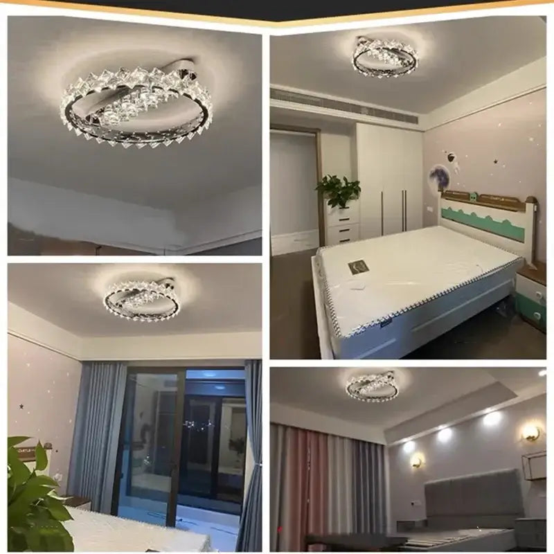 Modern chrome crystal luxury ceiling light with crystal-encrusted circular design and sleek metallic frame for living room decorbites crystal luxury